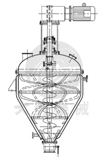 日本大野機(jī)械立式螺帶混合機(jī)直筒錐底形結(jié)構(gòu)圖