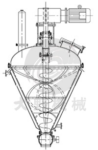 日本大野機(jī)械立式螺帶混合機(jī)錐形結(jié)構(gòu)圖